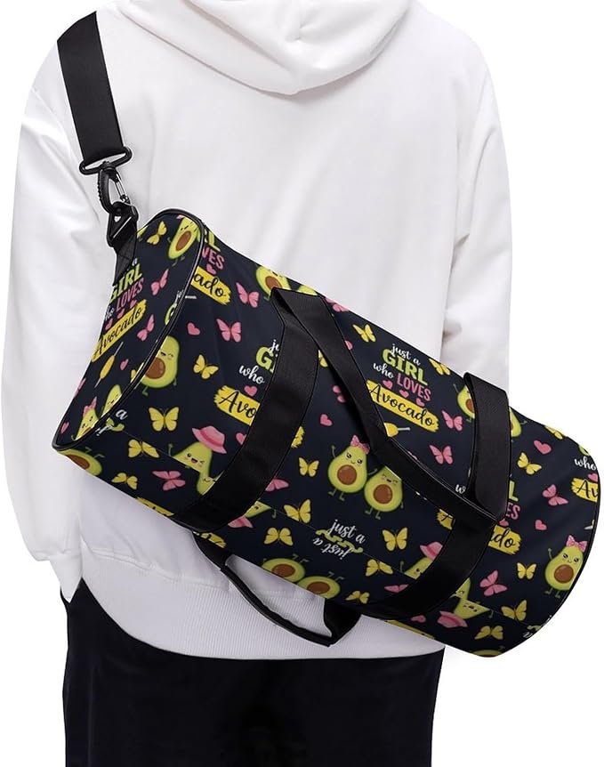 Foldable Gym Travel Bag Just A Girl Who Loves Avocado Overnight Weekender Travel Bag Dance Sports Gymnastics Bags Unisex Overnight Bags