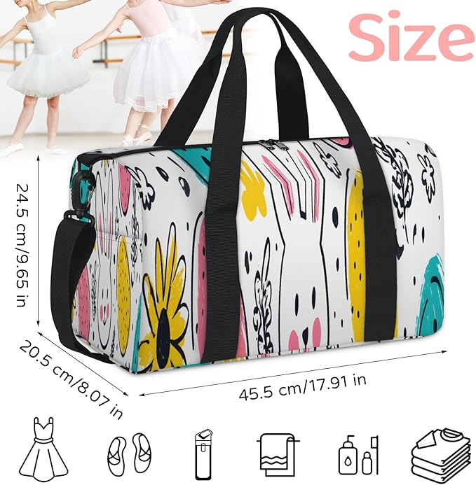 Rabbit Travel Duffle Bag for Men Women, Lightweight Sport Gym Bag Tote Overnight Weekender Carry on Tote