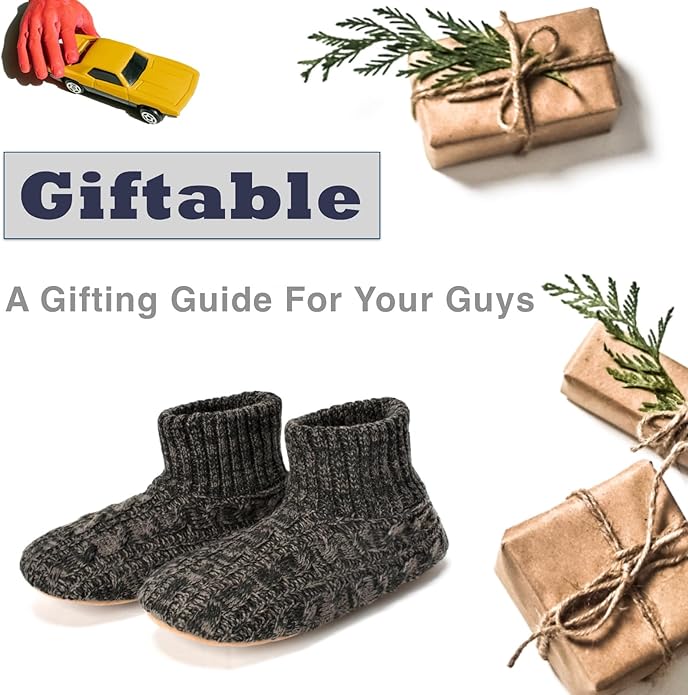 Cozylook Men's Slipper Socks with Grips, Fuzzy Indoor Slippers for Men, Soft Warm Winter Socks with Non-slip Soles