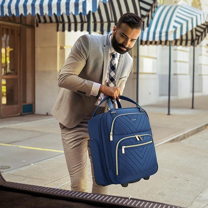 Carry-on Underseat 16-inch Luggage with Wheels, Softside Rolling Carry-on, Lightweight Travel Suitcase for Men Women, Personal Item Rolling Travel Bag