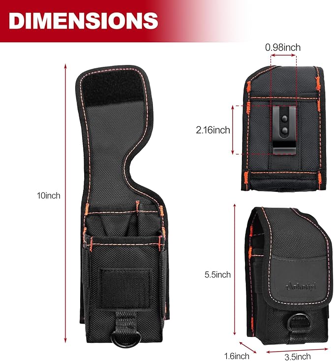 Multitool Holster Sheath with Belt Clip - Small Multi-Pocket Tactical EDC Pouch Organizer, Compatible with Leatherman Wave+ / Signal Folding Tools, Utility Holder for Camping Hiking.