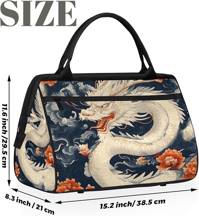 Asia Dragon Overnight Weekender Bag for Women Men Travel Duffel Bags Waterproof Luggage Carry on Sports Yoga Gym Bag