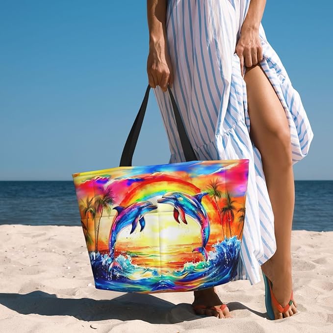 Large Beach Tote Bag Beach Bag Waterproof Sandproof Lightweight Women Tote