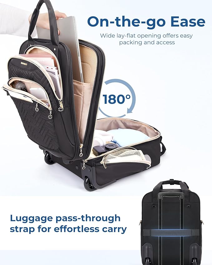 BAGSMART Underseat Carry On Luggage Airline approved,16-inch Small Underseater Softside Travel Suitcase with Wheels Lightweight Overnight Rolling Carry-on Luggage for Women Men Weekender,Black