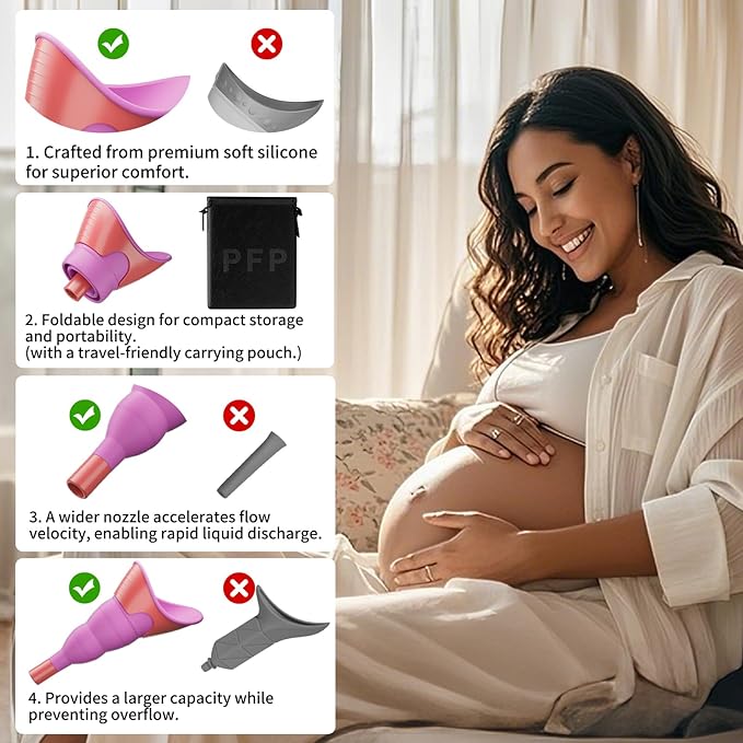 PFP Female Urination Device - Female Urinals for Women with Storage Pouch, Pee Funnel for Women Travel Companion for Outdoor & Surgery, Female Urinal Perfect for Hiking, Camping, Travel