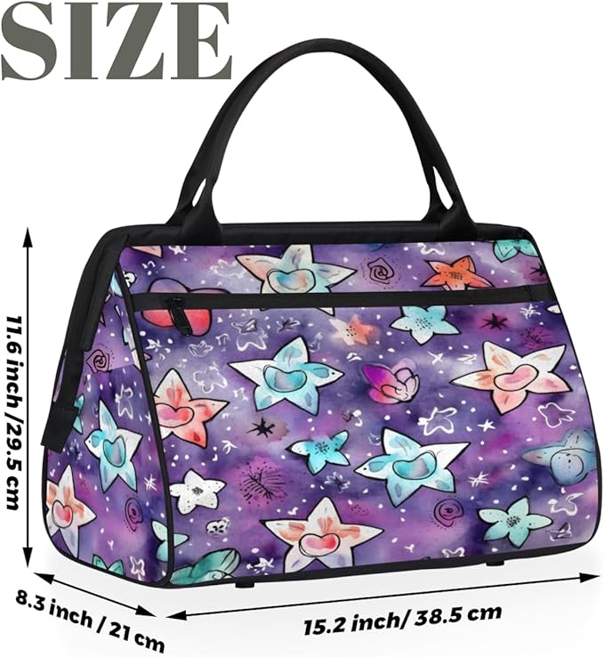 Cute Star Overnight Weekender Bag for Women Men Travel Duffel Bags Waterproof Luggage Carry on Sports Yoga Gym Bag