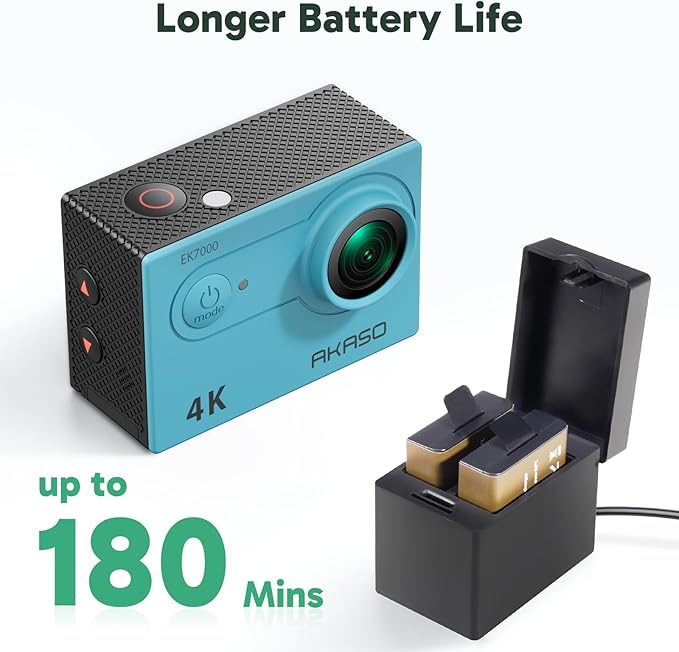 AKASO EK7000 4K30FPS 20MP WiFi Action Camera with EIS Ultra HD 131FT Waterproof Underwater Camera Remote Control 4X Zoom Support External Microphone