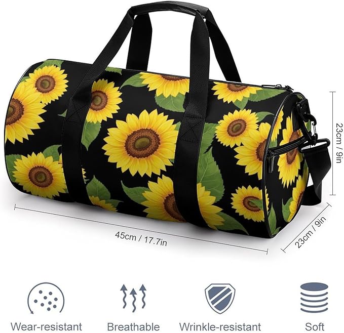 Gym Sports Travel Workout Bag Floral Sunflower (21) Dance Gymnastics Bag Lightweight Carry On Bags Foldable Overnight Bags