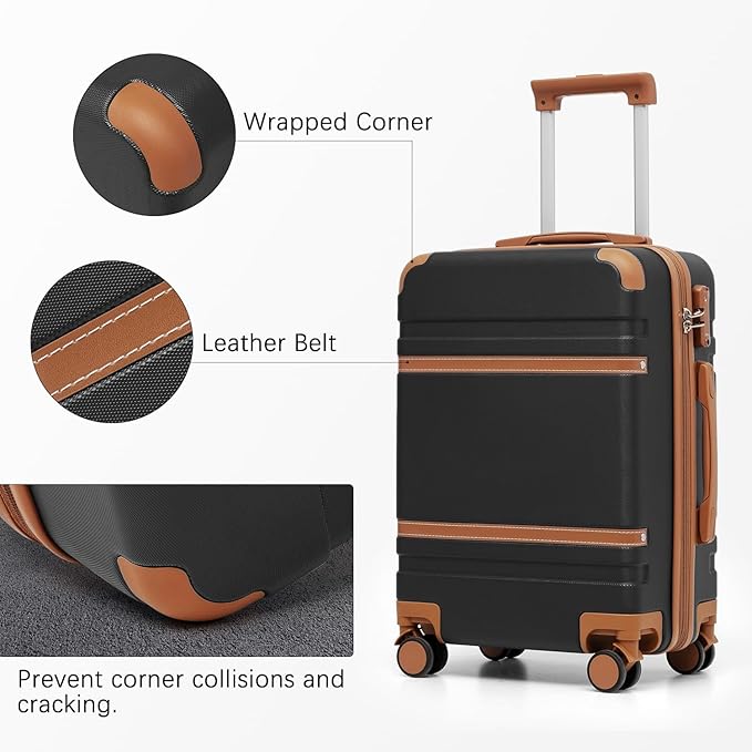 LONG VACATION Luggage Set 6 Piece Suitcase with Spinner Wheels, ABS+PC Hardshell Luggage with TSA Lock & YKK Zipper