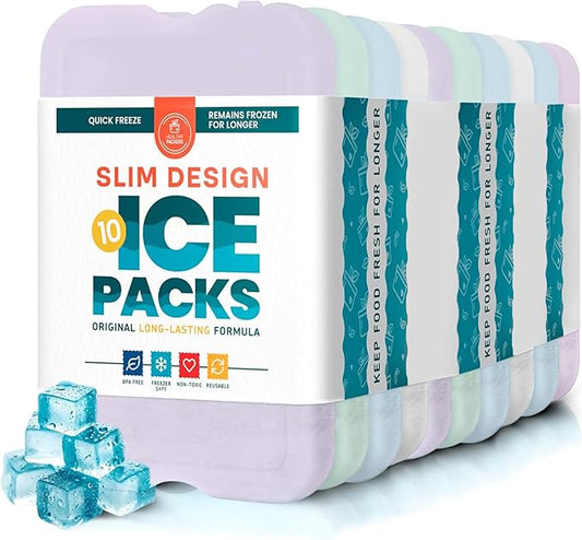Healthy Packers Ice Packs for Lunch Boxes & Coolers - Freezer Packs - Original Cool Pack | Cooler Accessories for Beach, Camping & Fishing | Slim & Long-Lasting Reusable Ice Pack for Cooler