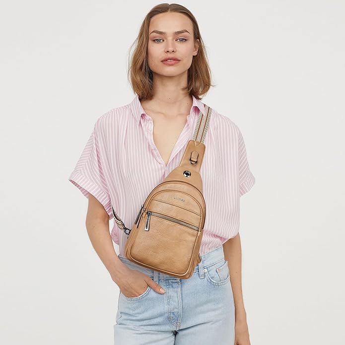 Sling Bag For Women Faux Leather Small Casual Daypack Backpack Fanny Pack Crossbody Chest Bags Purse