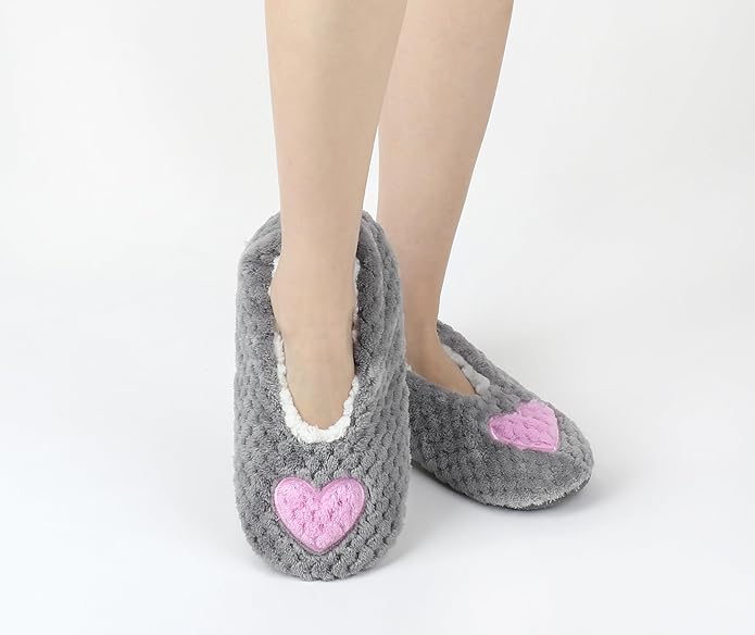 Panda Bros Slipper Socks for Women Grippers, Fuzzy Cozy Fleece Slipper Socks, Soft, Warm House Slippers