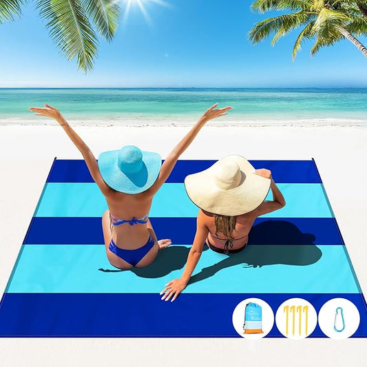 Beach Blanket Oversized Extra Large 78" X 81",Waterproof Sandproof Beach Blanket 1-7 Adults Lightweight Durable for Travel Camping Hiking Picnic