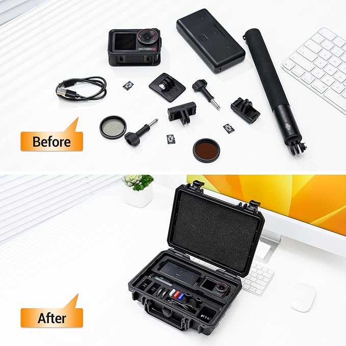 KIWIFOTOS Hard Case for DJI Osmo Action 6 5 Pro/Action 4 3 Adventure Combo Accessories Travel Waterproof Shell Bag Outdoor Travel Carrying Case