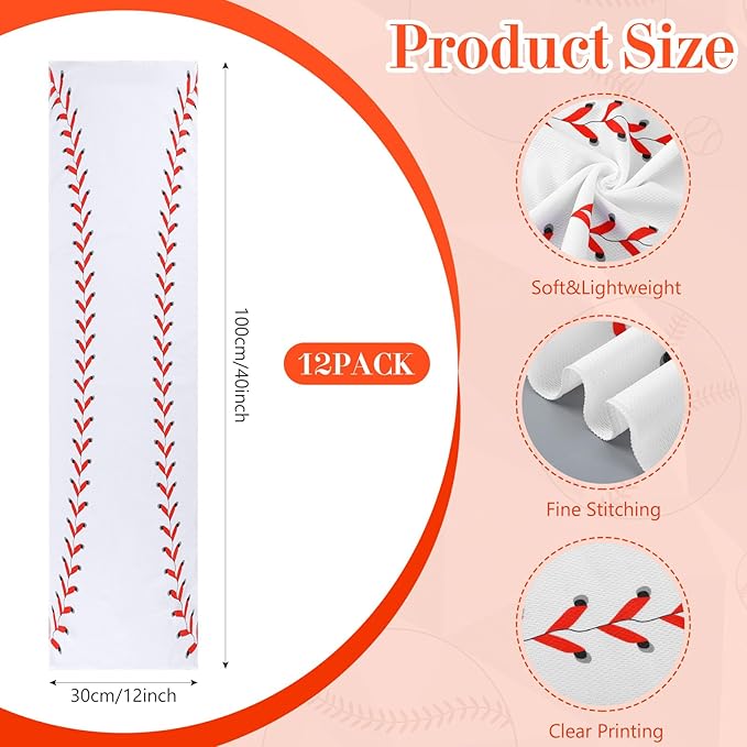 24 Pcs Sport Gifts, Includes 12 Pcs Cooling Towels 40"x12" Workout Towels, 12 Portable Fan Mini Handheld Fan for Team Gift Sport Party Favors, Battery Not Include(White,Baseball)