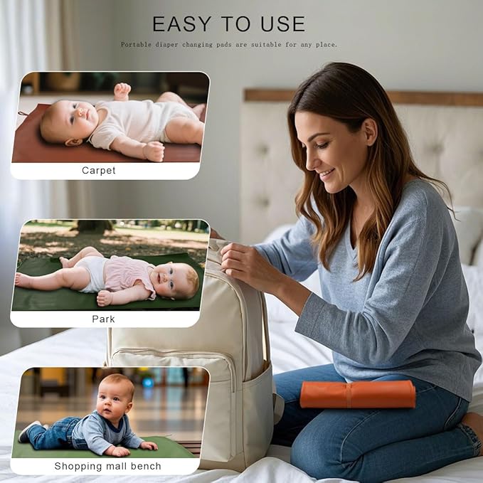 2 Pack Portable Diaper Changing Pad for Baby, Wipeable Baby Changing Mat for Travel or Home, Foldable Mat Fits Perfectly in Diaper Bag (67-13)