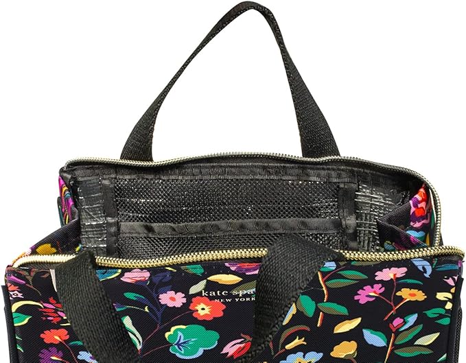 kate spade new york Portable Soft Cooler Lunch Bag, Thermal Tote with Insulated Interior Lining and Storage Pocket, Lunch Tote for Women, Autumn Floral