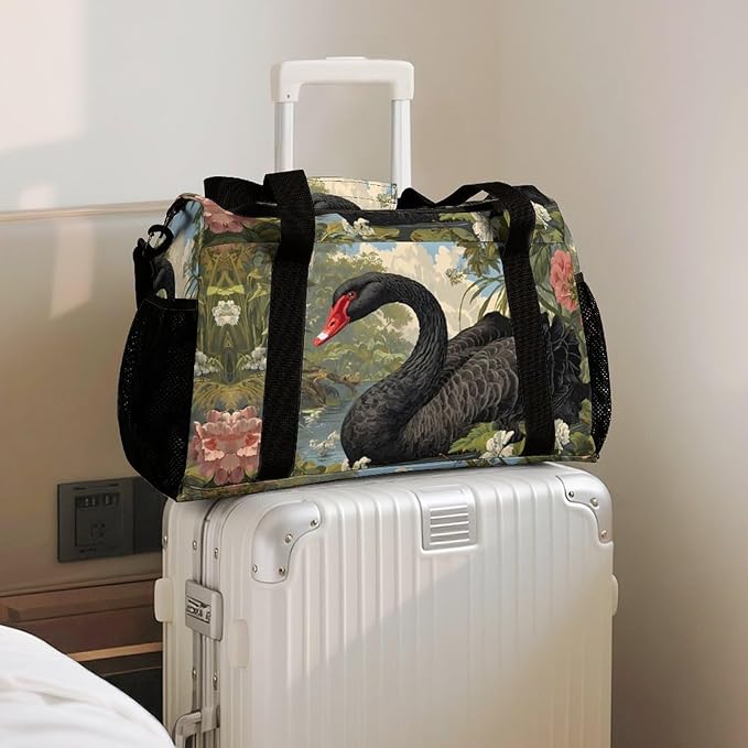 Swans in Natural Habitat Duffle Bag Gym Bag for Workout Travel Tote with Detachable Straps