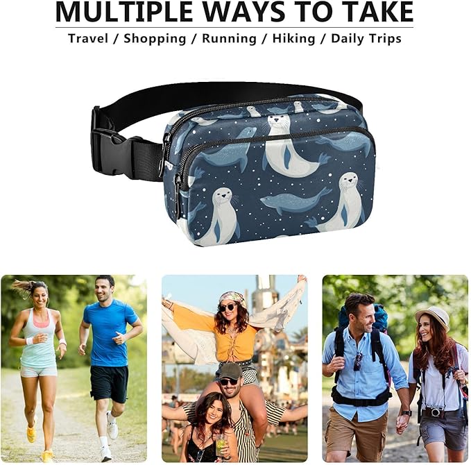Ocean Sea Seal Fanny Pack for Women Men Water Resistant Fashion Waist Packs with Adjustable Strap Belt Bag for Travel Workout Jogging Hiking 21219979