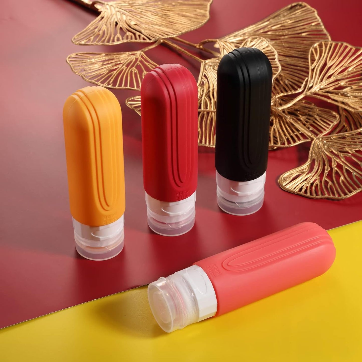 Travel Bottles for Toiletries, Tsa Approved 3oz Travel Size Containers BPA Free Leak Proof Refillable Liquid Silicone Squeezable Travel Accessories for Shampoo Conditioner Lotion (4 Pack)