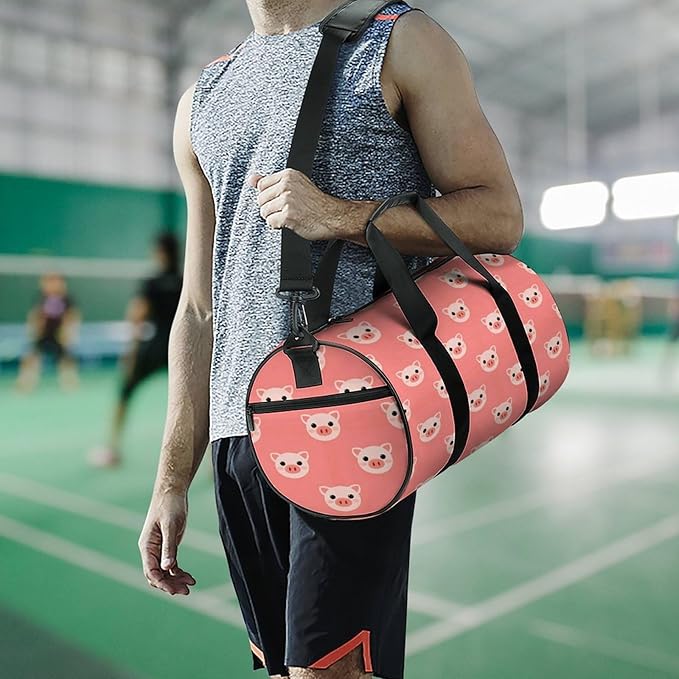 Workout Lightweight Duffel Bags Cute Pig Face Vintage Durable Travel Gym Sports Bag Carry On Weekender Overnight Bag