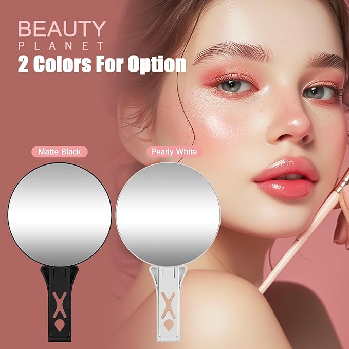 Magnifying Mirror 30X/5X Double Sided Hand Mirror, Precision Makeup at 30X Magnification & Overall View at 5X，Travel Handheld Magnified Makeup Mirror with Handle & Table Stand, Vanity Cosmetic Mirror