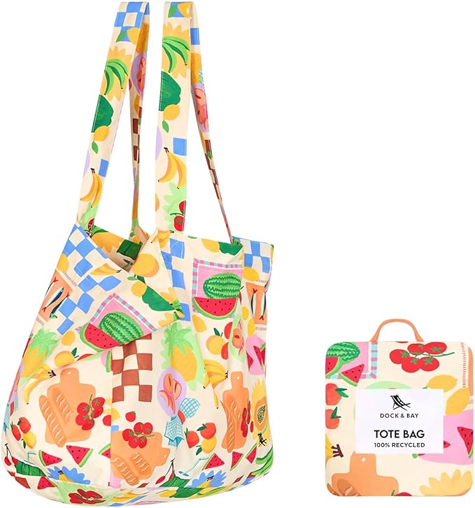 Dock & Bay Everyday Beach Tote Bag - Reusable Carrier Bag for Daily Use - Carries Up to 10kg - 100% Recycled Materials