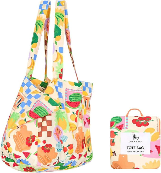 Dock & Bay Everyday Beach Tote Bag - Reusable Carrier Bag for Daily Use - Carries Up to 10kg - 100% Recycled Materials