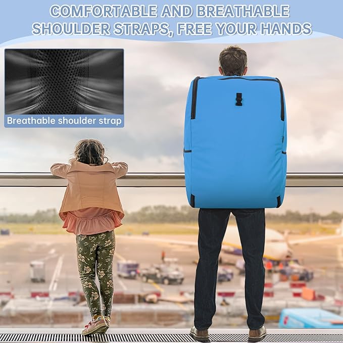 Padded Car Seat Travel Bag Compatible with Doona, Infant Car Seat Travel Bag, Foldable Car Seat Stroller Gate Check Bag for Airplane (Sky Blue)