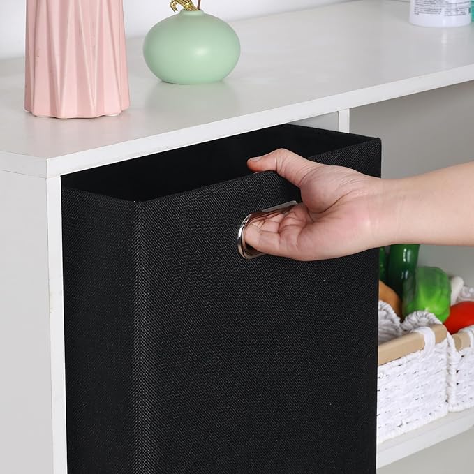 Posprica Collapsible Storage Bins,13×15x13 Foldable Storage Cube Boxes Fabric Drawer for Closet Shelf Cabinet Bookcase, set of 4 (1200D Black)
