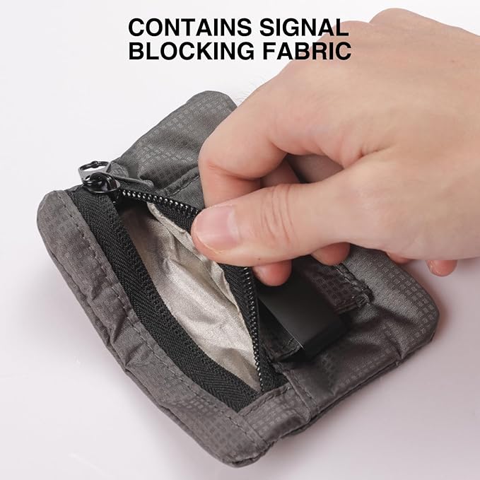 RFID Blocking Clip Stash Pocket, Compact Hidden Travel Belt Wallet for Cards & Cash - Slim Pickpocket-Proof Design for Everyday Carry, Black