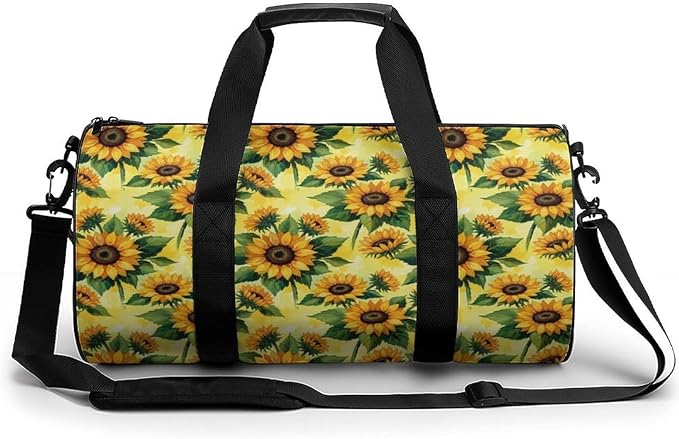 Workout Lightweight Duffel Bags Yellow Sunflower Painting Durable Travel Gym Sports Bag Carry On Weekender Overnight Bag