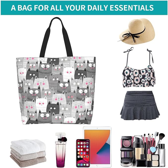 Tote Bag for Women Large Beach Bag Reusable Grocery Bags Handbag for Travel Shopping