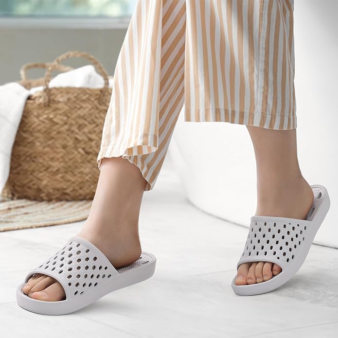 Litfun Shower Shoes for Women Non-Slip Quick Dry Shower Slippers Lightweight Pool Sandals with Drain Holes for College Dorm, Beach, Bathroom & Gym