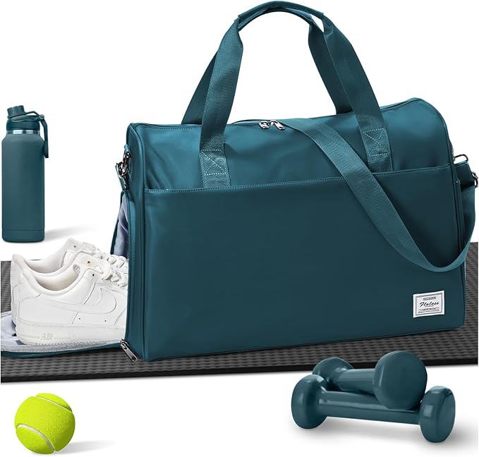 Travel Duffel Bags for Women Mens, Weekender Bag with Shoe Compartment Carry on Overnight Bag with Laptop Compartment Personal Item Travel Bag Gym Bag Hospital Bag Peacock Blue