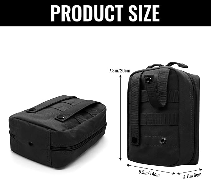 Qavctw Tactical Pouch Utility Organizer Molle Pouches EMT Ifak Medical First Aid Kit Utility Pouch with Two Zippers for Outdoor Tactical Survival Bag