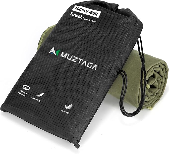 Microfibre Towel Extra Large for Beach, Travel, Swimming, Bath– Quick Dry, Ultra Compact, Sand Free, Lightweight & Super Absorbent(Army Green,78x35 in)
