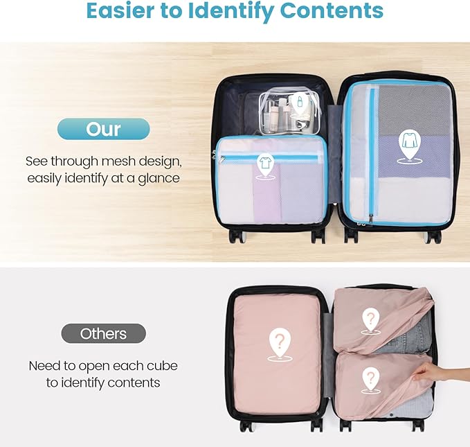 Cambond Mesh Packing Cubes for Travel Women - Lightweight Travel Bags Luggage Packing Organizer Travel Cubes for Suitcase with Handle