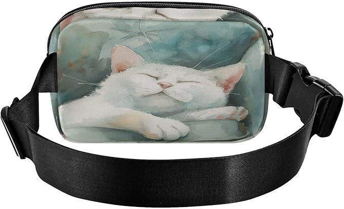 Cat Sleep on Sofa Fanny Pack for Women Men Water Resistant Fashion Waist Packs with Adjustable Strap Belt Bag for Travel Workout Jogging Hiking 21220670