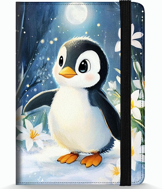 Passport Holder Wallet Cover Case,RFID Blocking Passport Cover,Large Capacity Travel Wallet with Multi Card Slots (Cute Penguin Illustration)