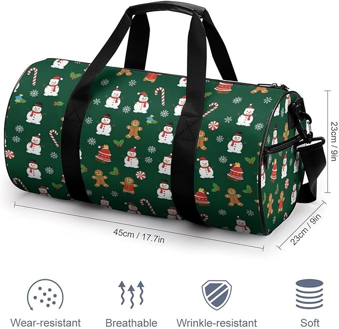 Beach Swim Bags Green Gingerbread Men Women Duffle Bag Foldable Gym Bag Lightweight Travel Sports Bags for Men and Women