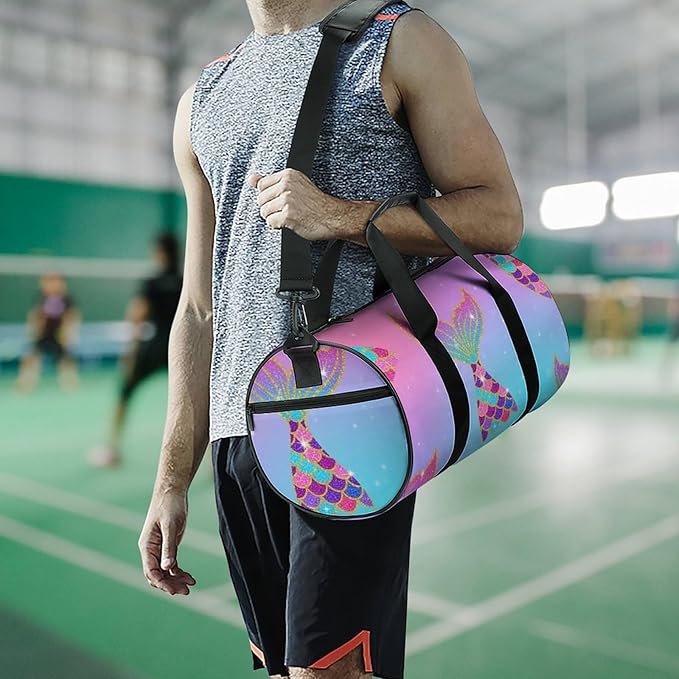 Foldable Gym Travel Bag Mermaid Tail Scale (4) Overnight Weekender Travel Bag Dance Sports Gymnastics Bags Unisex Overnight Bags