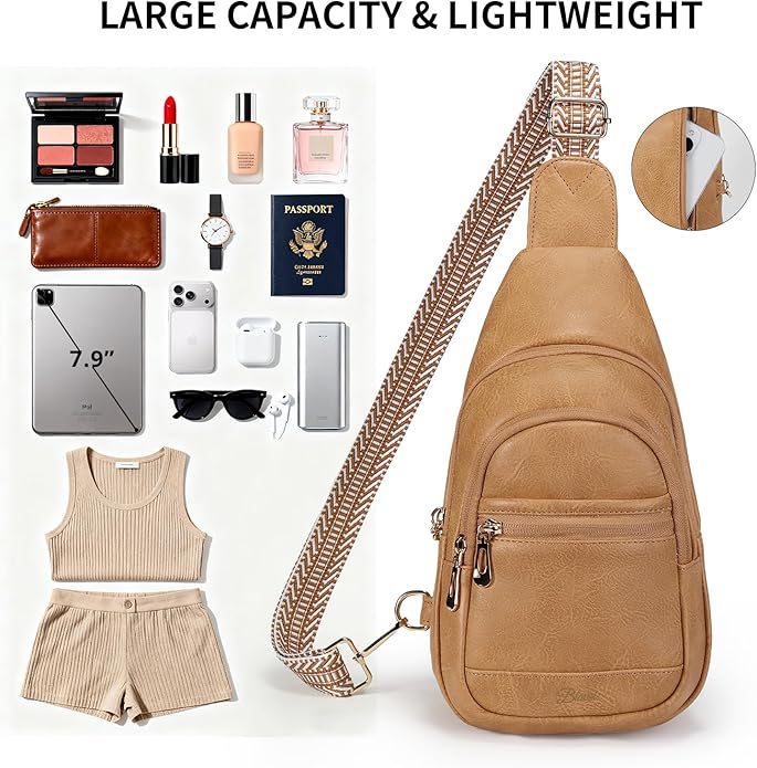 Crossbody Purses Bags for Women Travel, Anti Theft RFID Blocking Sling Chest Bag, Small Vegan Leather Purse for Casual