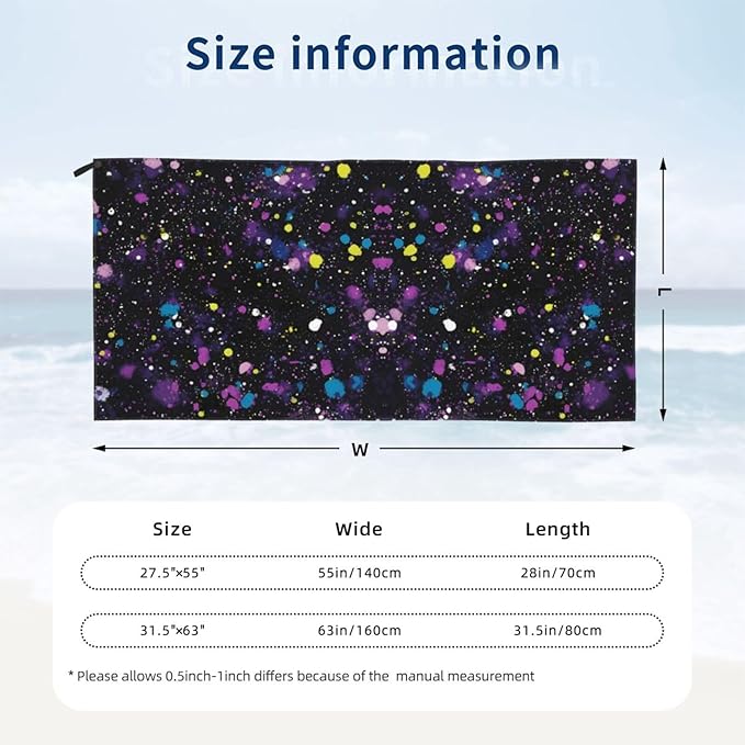 Galaxy Sand Free Beach Towel – 27.5"X55" Quick Dry Microfiber Beach Towels for Travel, Swimming, Pool, and Camping, Absorbent and Compact Beach Essential for Women, and Men