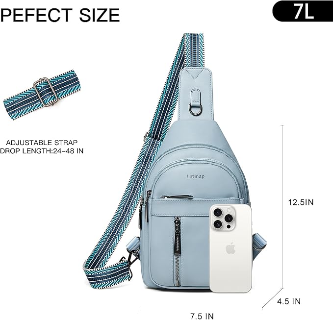 7L Sling Bag For Women Men Backpack Fanny Pack Crossbody Chest Travel Shoulder Belt Bags Purse Handbag PU Leather