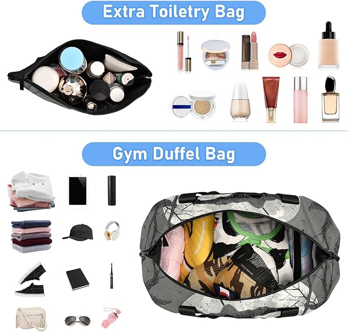 Anime Ninja Print Gym Bag Duffel Bags Weekender Overnight Bag Set with Shoes Compartment for Travel Sports Yoga
