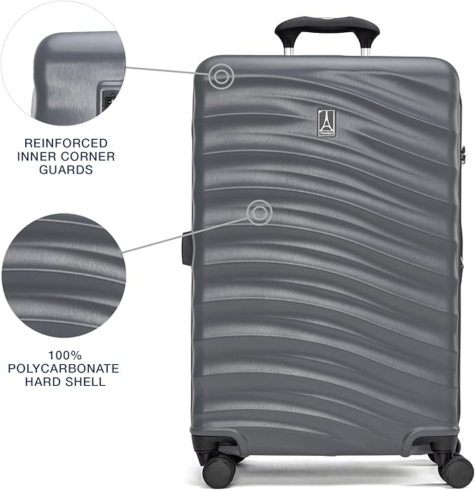 Travelpro Maxlite Air V2 Hardside Expandable Luggage, 8 Spinner Wheels, Lightweight Hard Shell, TSA lock, Shadow Grey, 3-Piece Set (20/25/28)