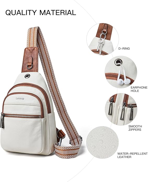 Sling Bag For Women Faux Leather Small Casual Daypack Backpack Fanny Pack Crossbody Chest Bags Purse