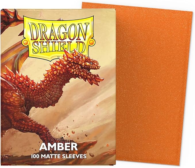 Dragon Shield | Standard Size Card Matte Sleeves | 100 CT - Smooth & Tough Premium TCG Sleeves | Compatible with Pokemon, Flesh & Blood, One Piece & Magic The Gathering | Amber