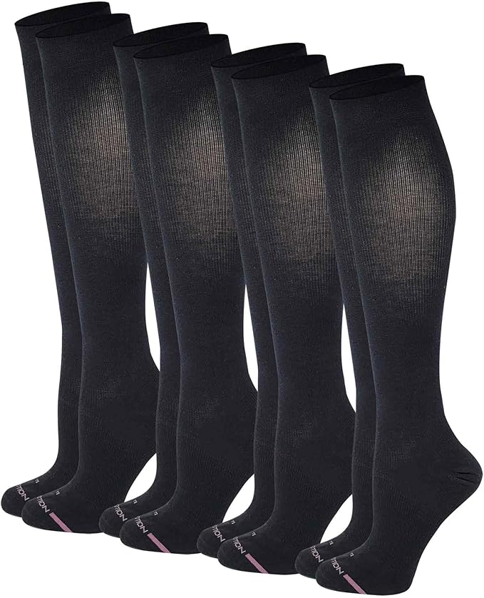 Dr. Motion Compression Knee High Socks for Women - 4 Pairs Pack